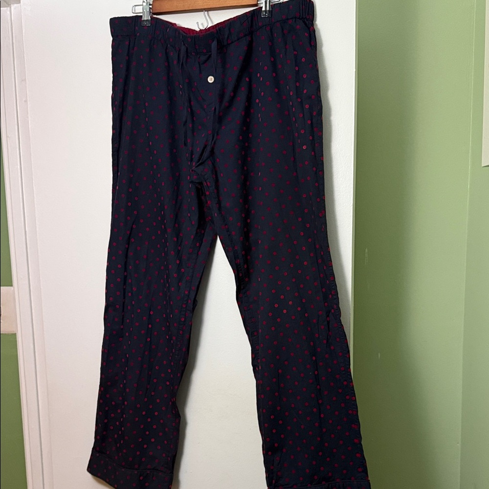 J. Crew Men's Dark Blue Pants with Red Dots